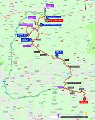 Map of the 2018 Vuelta a España stage 14