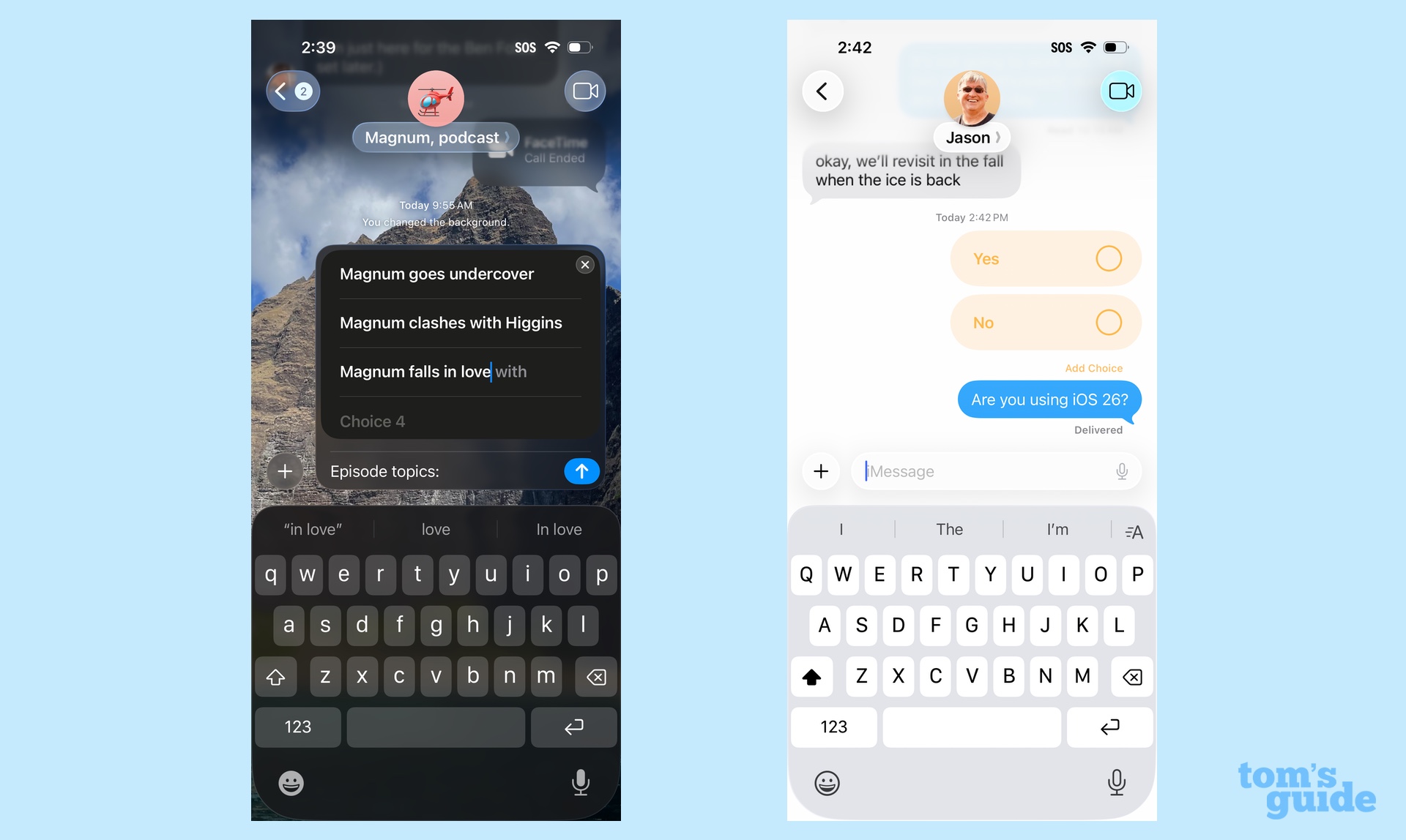 creating polls in iOS 26 messages