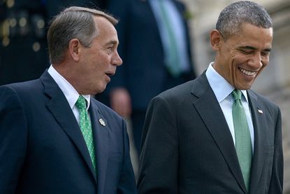 John Boehner and Barack Obama at the Friends of Ireland luncheon.