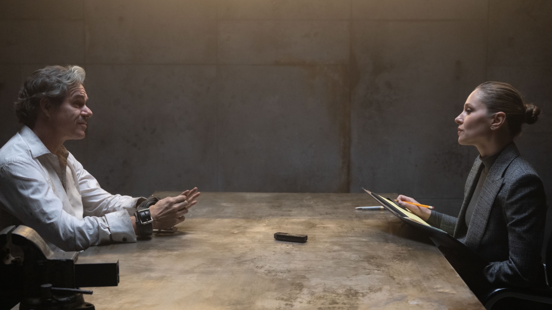 Tony Dalton as Swordsman and Margarita Levieva as Heather Glenn in Daredevil: Born Again season 2