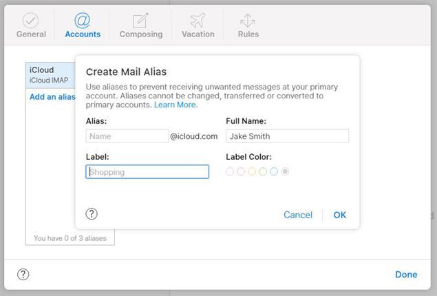 You can create alias email addresses to help protect your identity, and all of them feed into your primary iCloud email account.