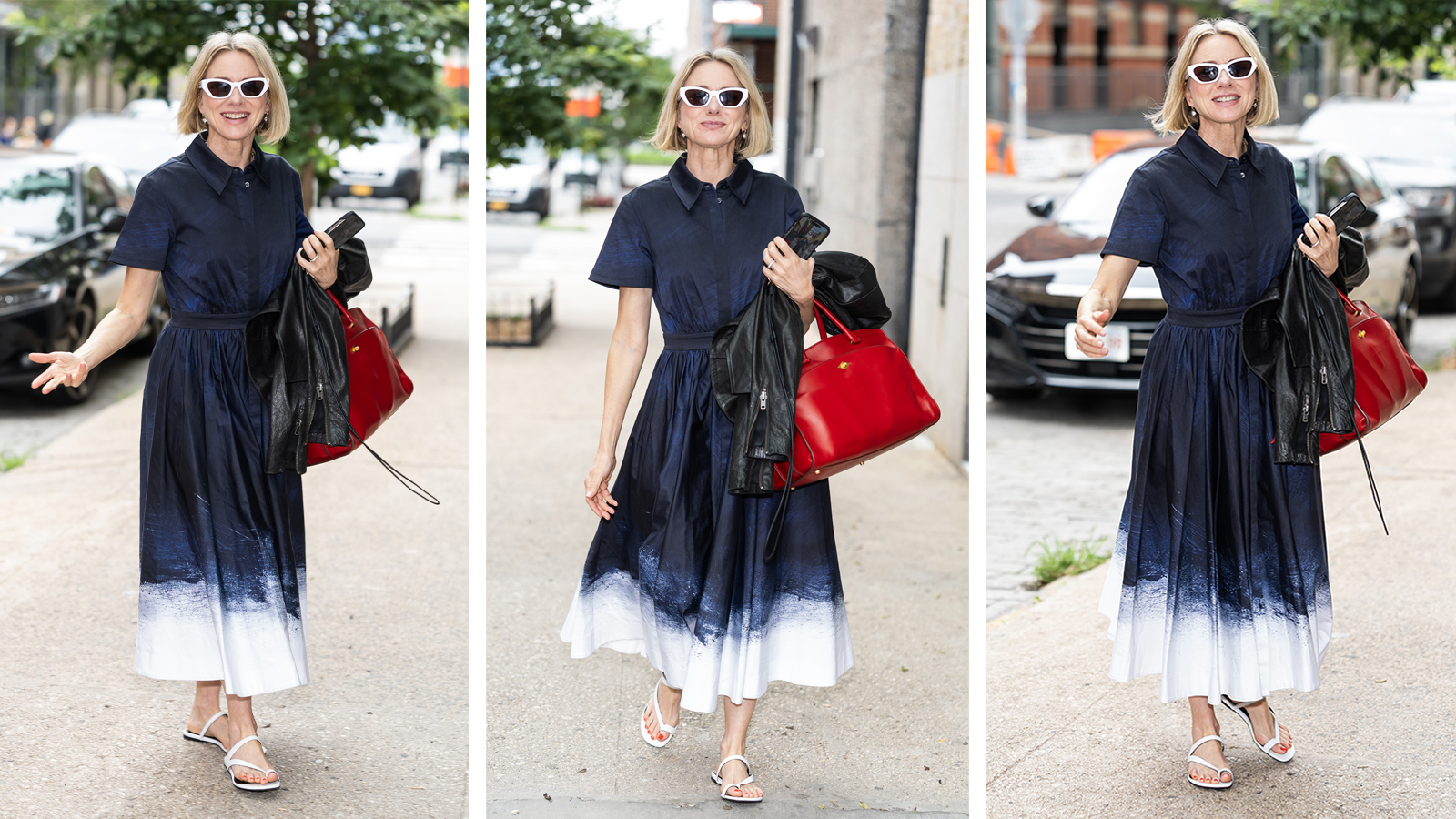 Naomi Watts wearing a Jason Wu shirt dress in New York