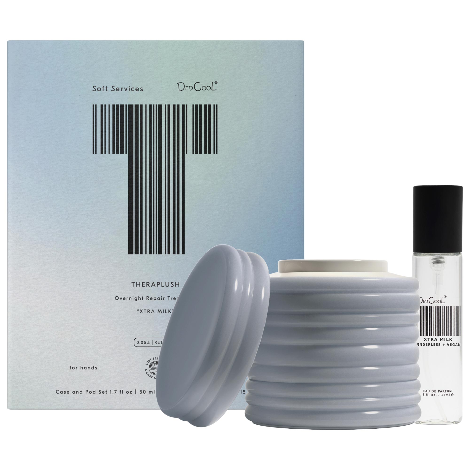 Soft Services X Dedcool &amp;mdash; Theraplush &amp;ldquo;xtra Milk&amp;rdquo; Retinol Hand Repair Cream + Travel Size Perfume Spray Gift Set