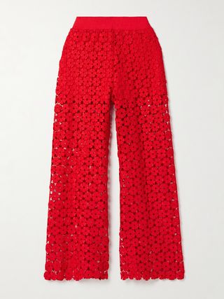 Christie Crocheted Lace Straight-Leg Pants