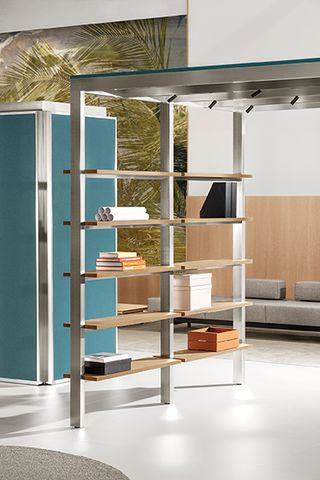 Shelves in an open plan office design