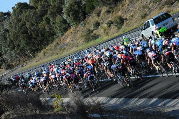 The peloton had the benefit of a tailwind on the way out of Goulburn.