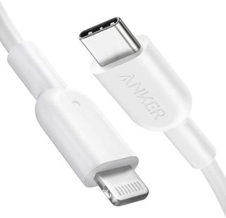 White Anker USB-C to Lightning cable