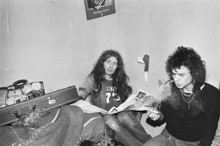 Dazed and confused: Eddie and Phil backstage at the Electric Circus, 1977