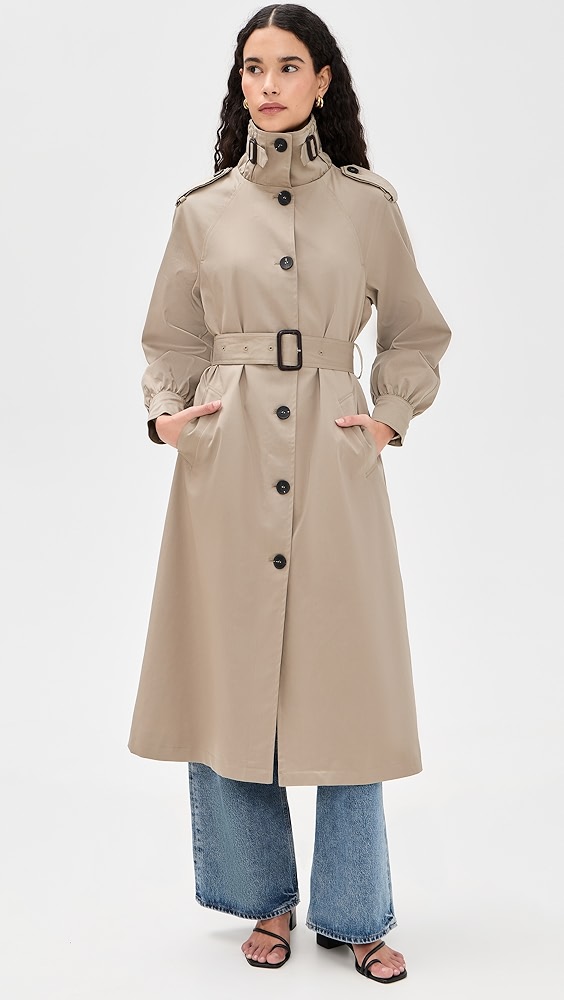 Avec Les Filles Funnel Neck Maxi Trench Coat