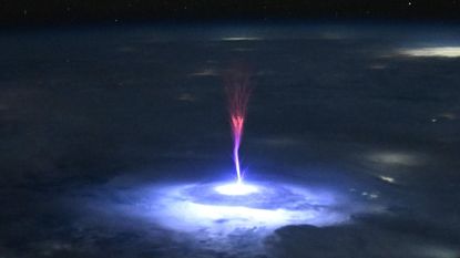 Close-up photo of the sprite over the lightning