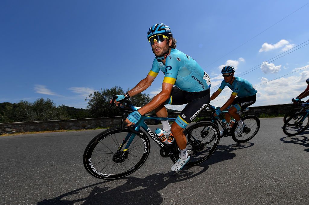 LIDODICAMAIORE ITALY SEPTEMBER 07 Manuele Boaro of Italy and Astana Pro Team Jakob Fuglsang of Denmark and Astana Pro Team during the 55th TirrenoAdriatico 2020 Stage 1 a 133km stage from Lido di Camaiore to Lido di Camaiore TirrenAdriatico on September 07 2020 in Lido di Camaiore Italy Photo by Justin SetterfieldGetty Images