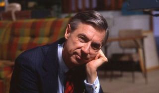Won't You Be My Neighbor Fred Rodgers smiling in his den