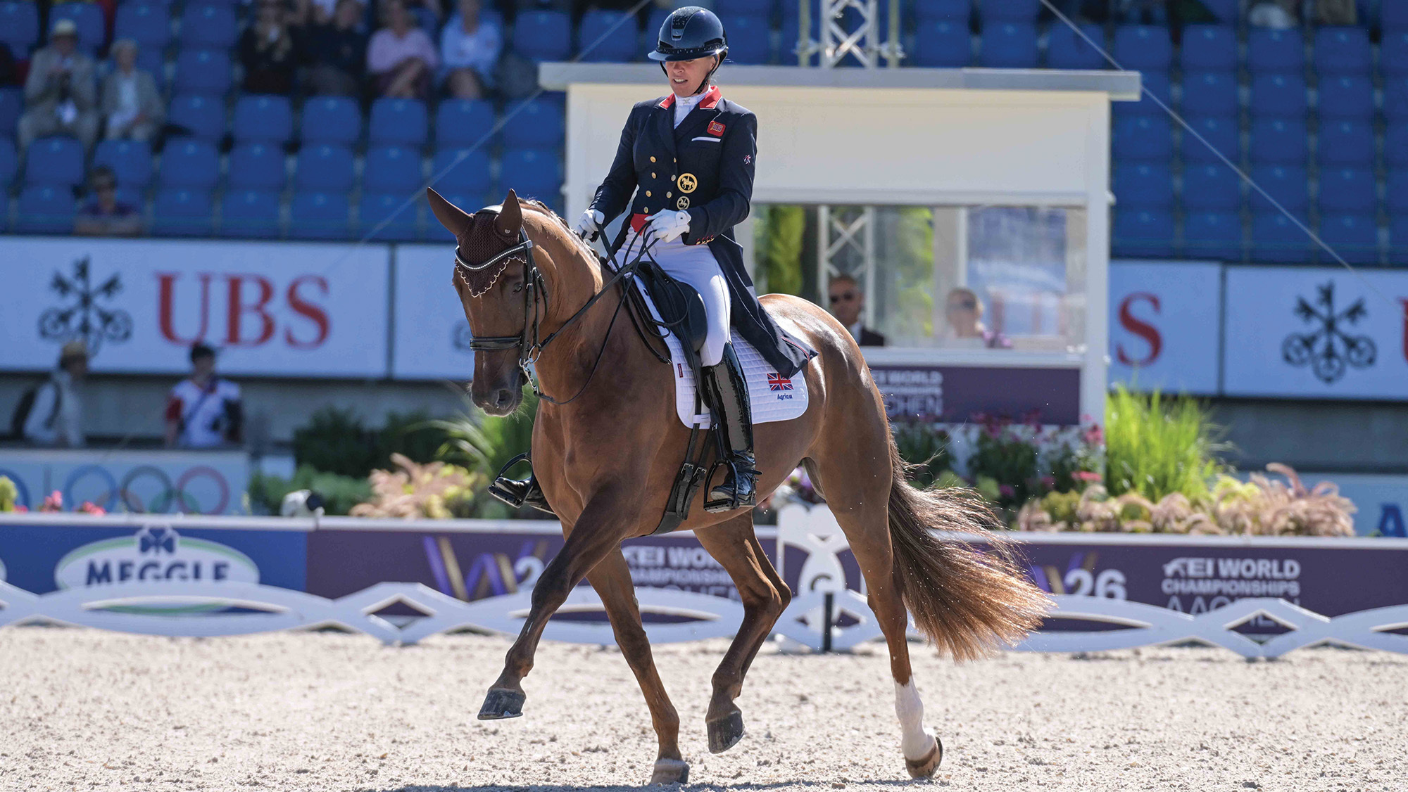 Fiona Bigwood riding Donna Bella in the grand prix at the 2026 World Dressage Championships in Aachen