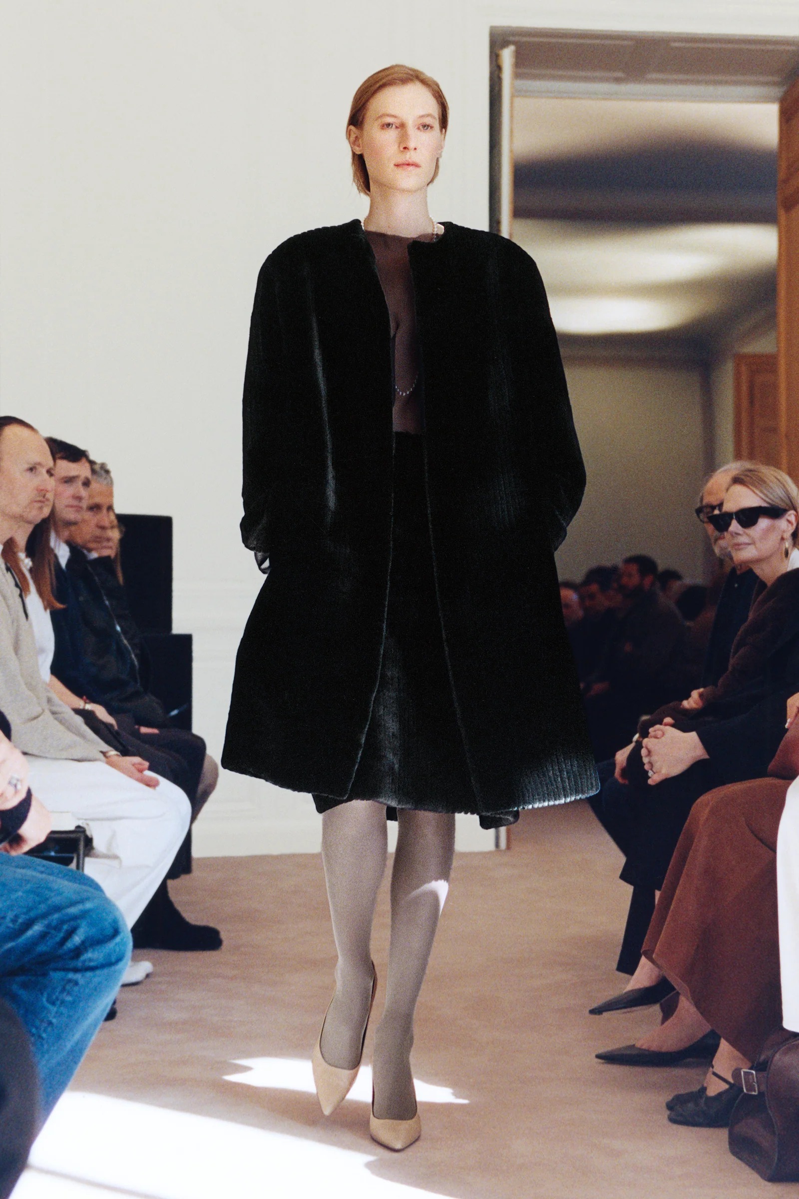 The Row model walks the Winter 2026 runway during Paris Fashion Week