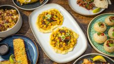 food at Limin, including doubles and Trini Puri