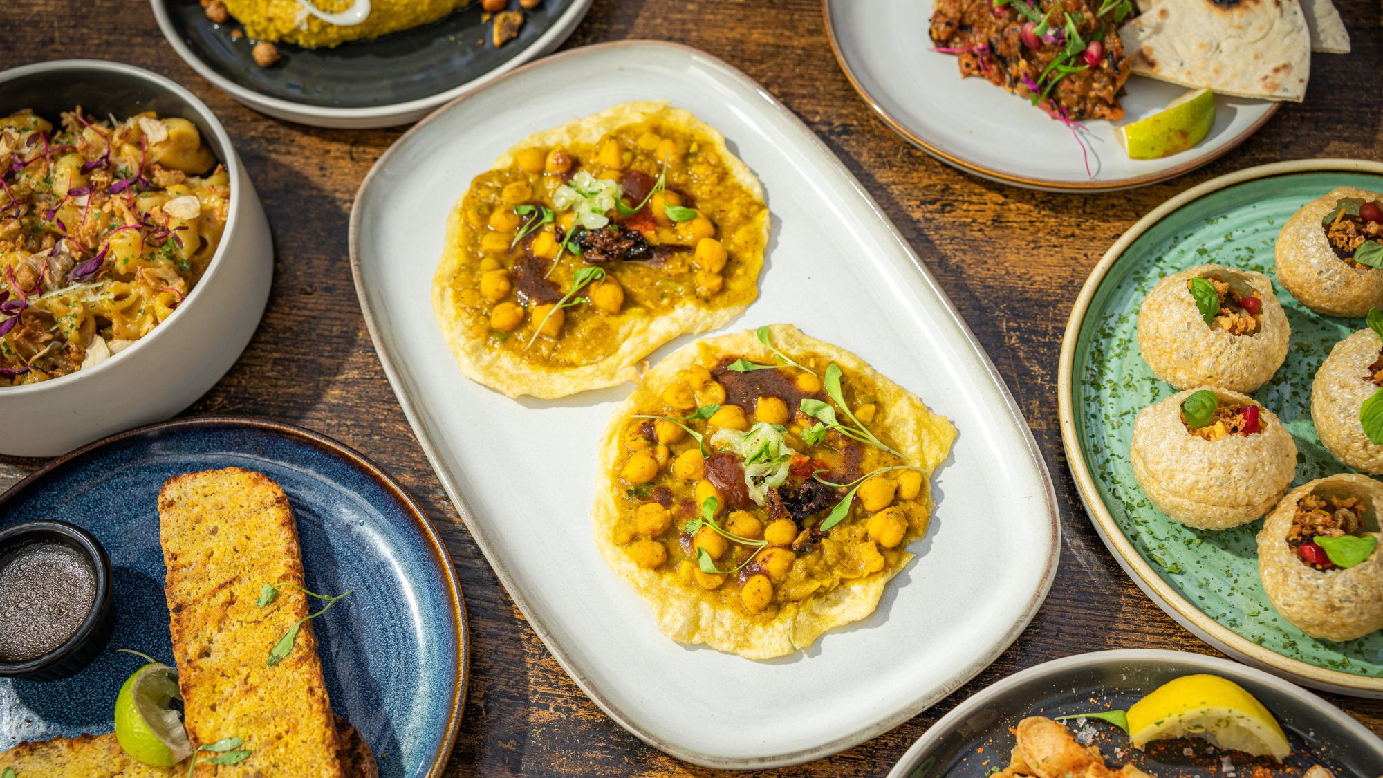 food at Limin, including doubles and Trini Puri