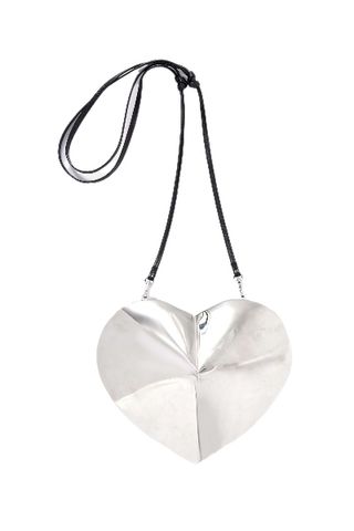 ALAÏA Le Coeur leather-trimmed silver-tone metal shoulder bag
