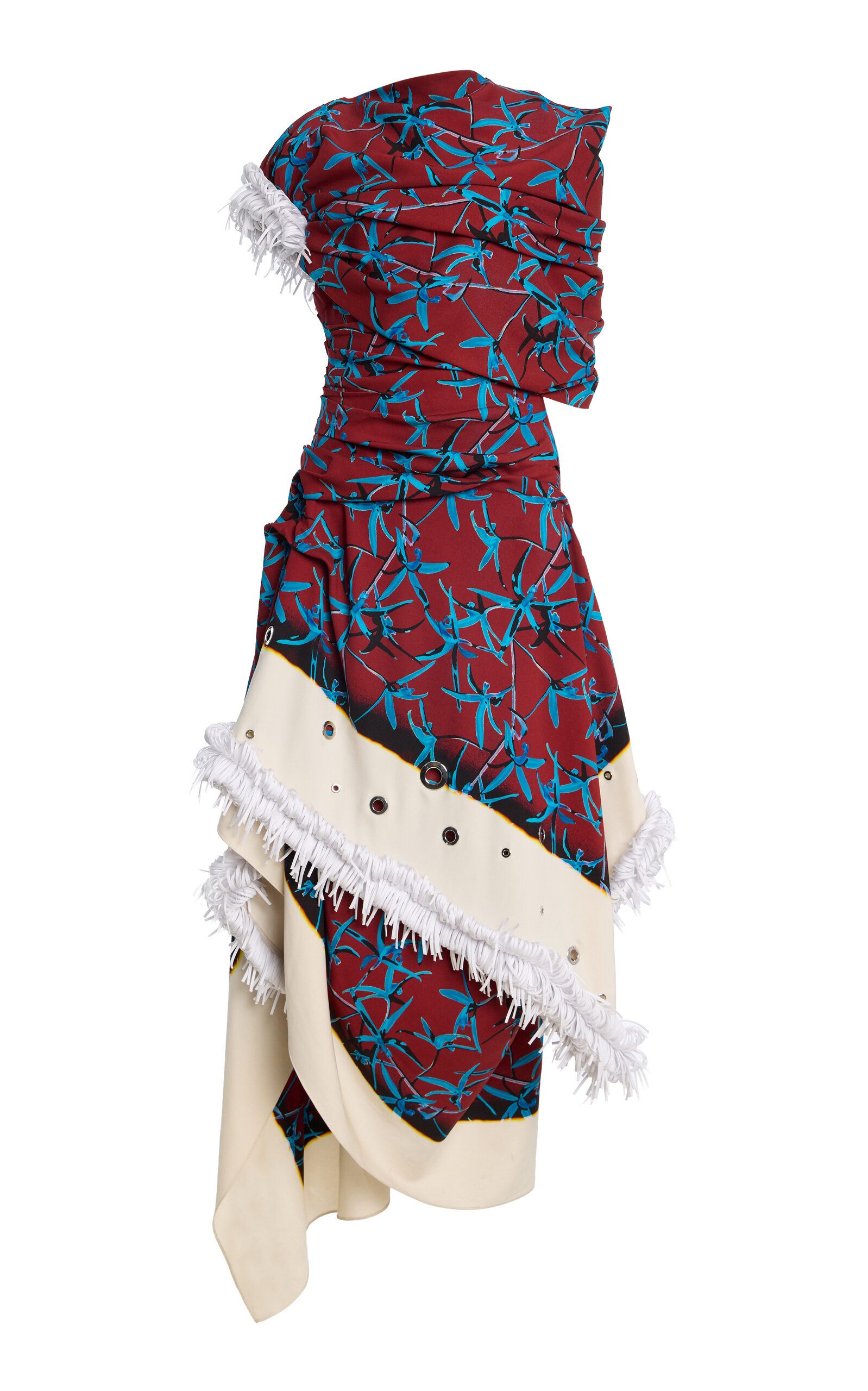 Bodine Asymmetrical Printed Stretch-Cady Midi Dress