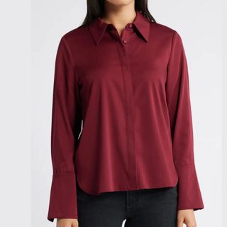 Wit & Wisdom Flared Cuff Burgundy Shirt