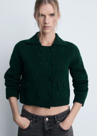 Double-Breasted Knitted Jacket - Women | Mango Usa