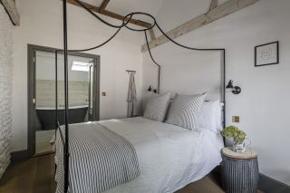 bedroom with white wall