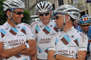 The AG2R team prepares to defend the race lead.