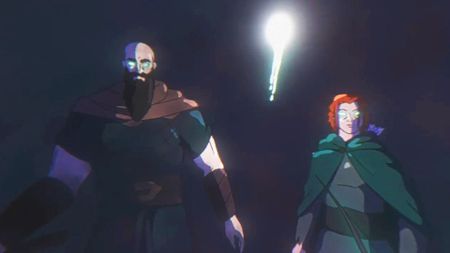 Valheim characters face into a vast dark cave