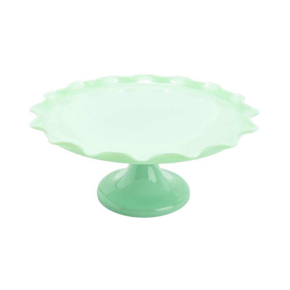Jadeite scallop edged cake stand