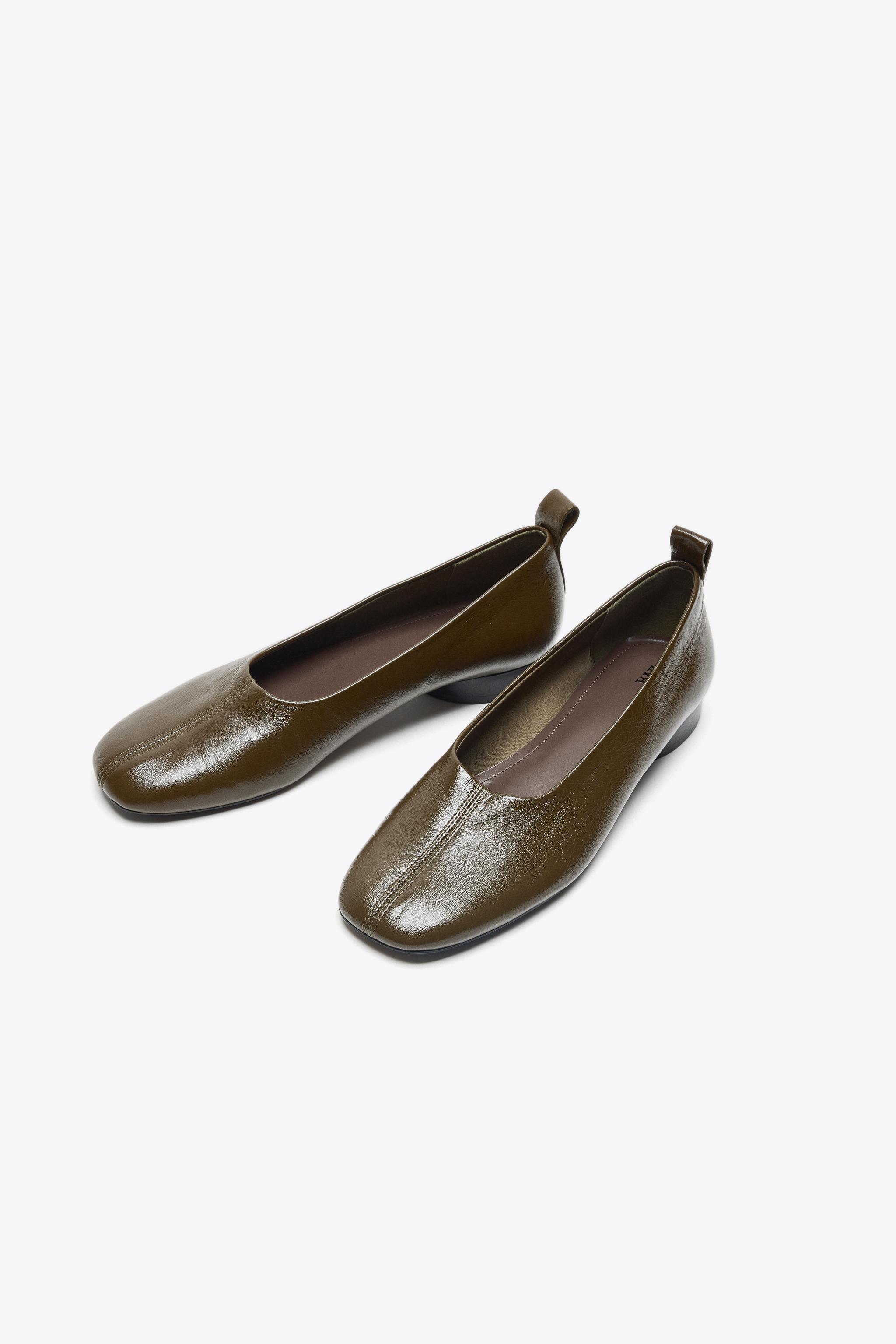 Low-Heel Leather Ballerinas