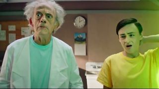 Christopher Lloyd and Jaeden Martell and Rick and Morty in live action.