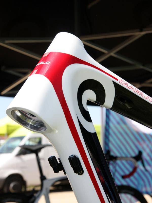 The NeilPryde Diablo head tube is both tapered and squared-off at the bottom.