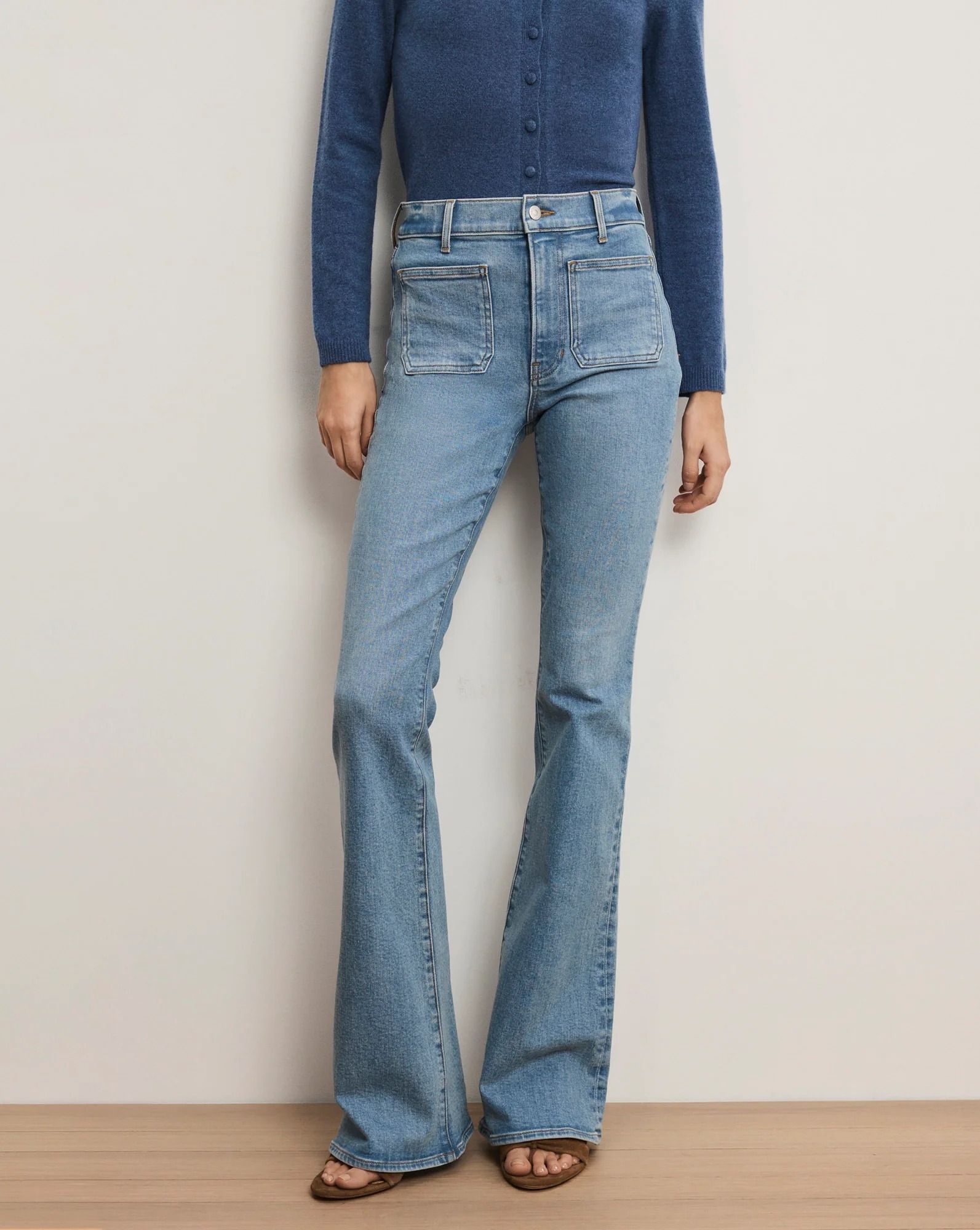 Beverly Patch-Pocket Skinny-Flare Jeansilverwood Blue / 23