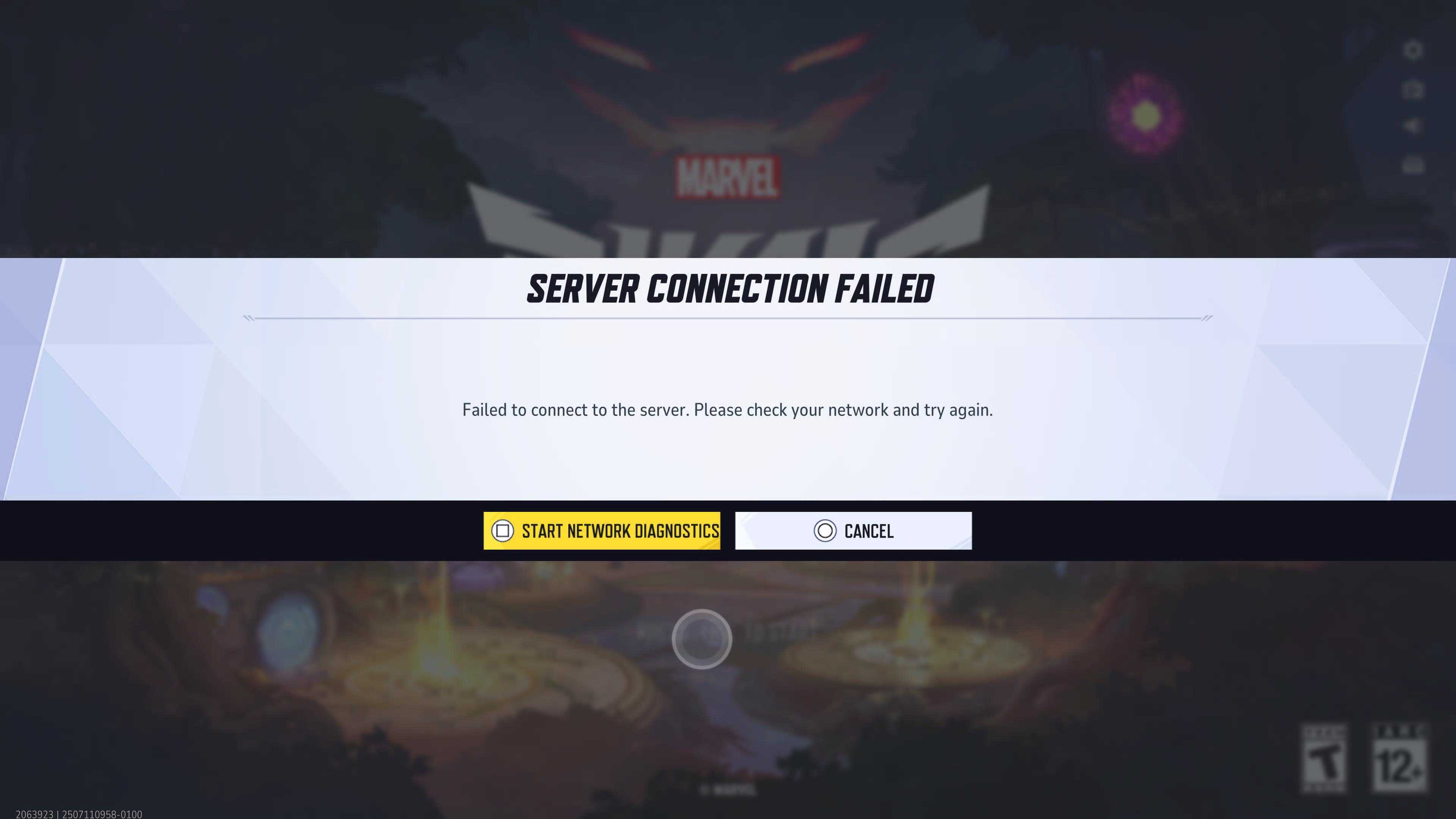 Marvel Rivals server connection failed error