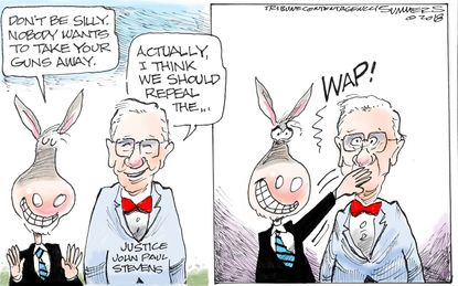 Political cartoon U.S. Democrats John Paul Stevens gun control Second Amendment repeal