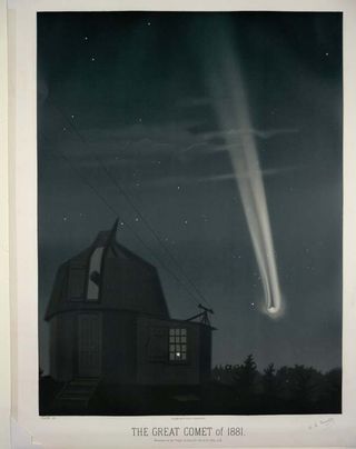 A chromolithograph of the great comet of 1881 by Trouvelot