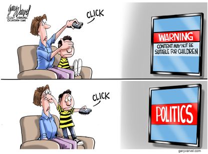 Political Cartoon U.S. TV content unsuitable for children Politics
