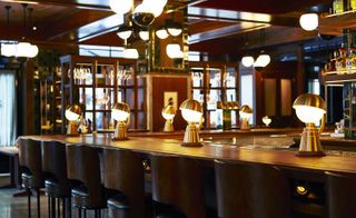 Bar with decorative lamps