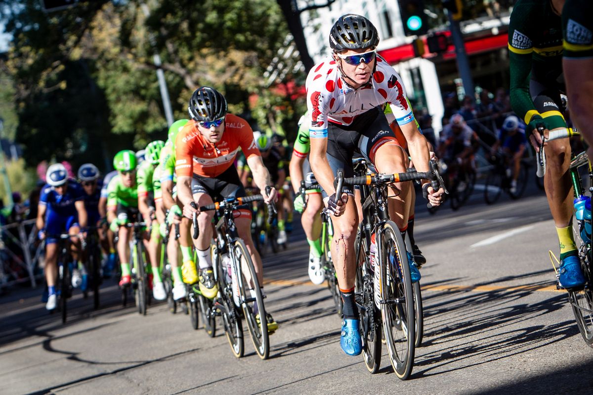 KOM leader Sepp Kuss (Rally Cycling) had a fall earlier in the stage