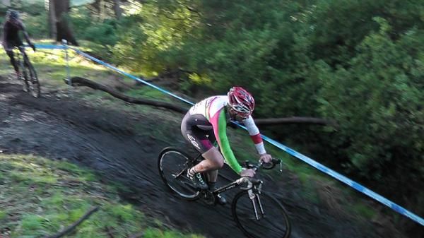 Riders tackle one of the steep descents.