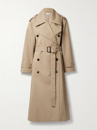 Belted Double-Breasted Cotton-Blend Twill Trench Coat