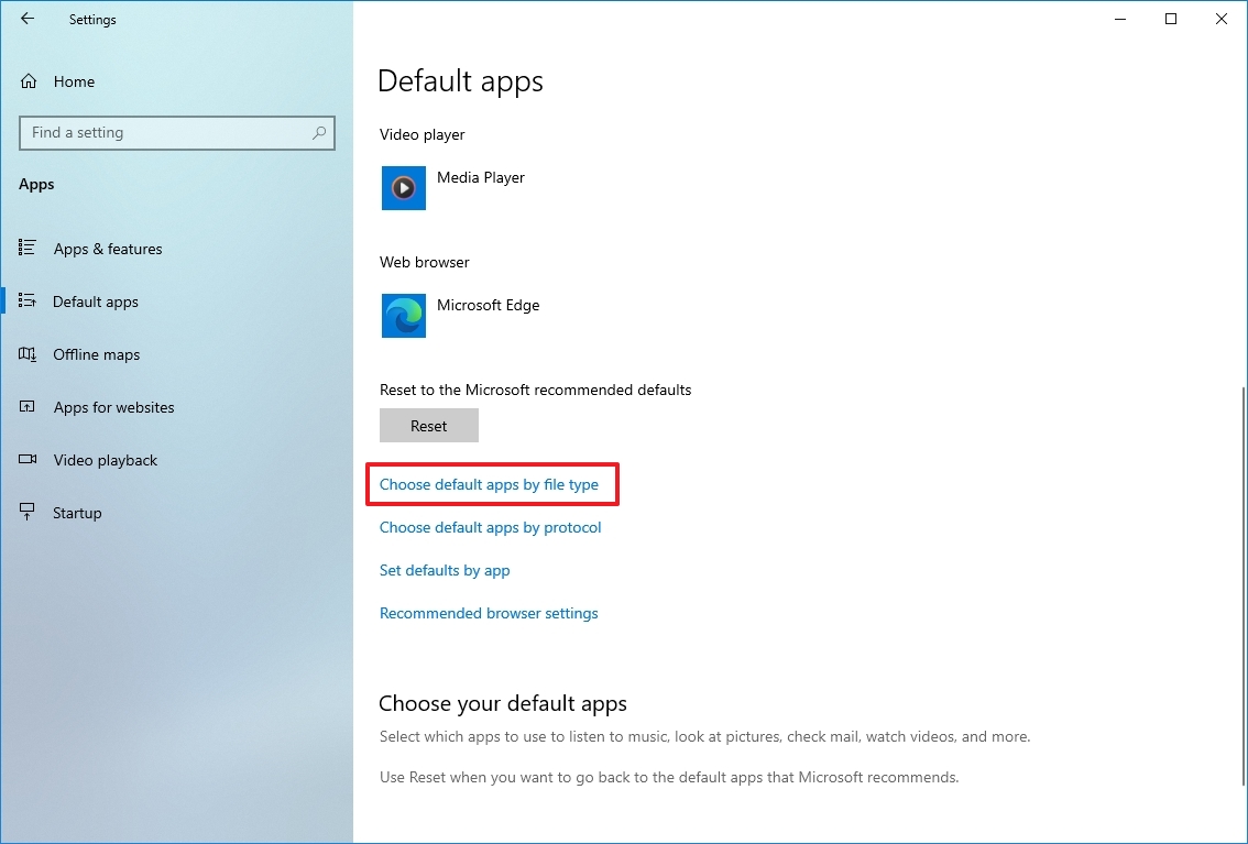 Настройки приложений Windows 10 по умолчанию