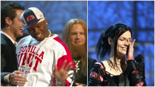 50 Cent on stage with a bemused Evanescence