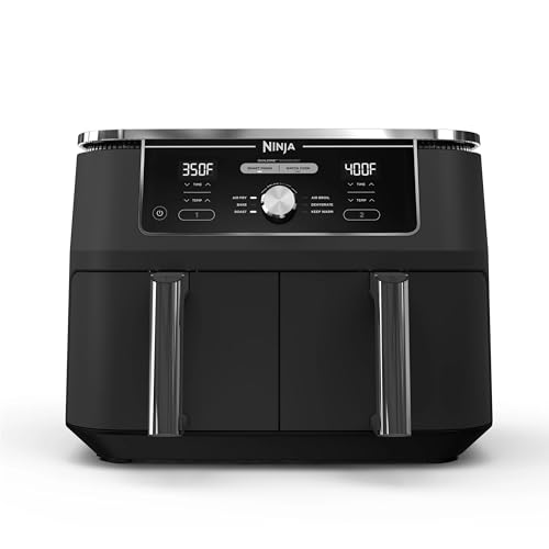 Ninja Dz401 Foodi 10 Quart 6-In-1 Dualzone Xl 2-Basket Air Fryer With 2 Independent Frying Baskets, Match Cook & Smart Finish to Roast, Broil, Dehydrate for Quick, Easy Family-Sized Meals, Grey