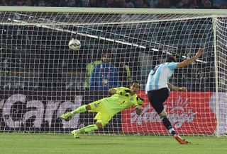 Argentina's Gonzalo Higuain blasts his penalty over the bar in the shootout against Chile in the final of the 2015 Copa America.