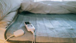 electric blanket on bed