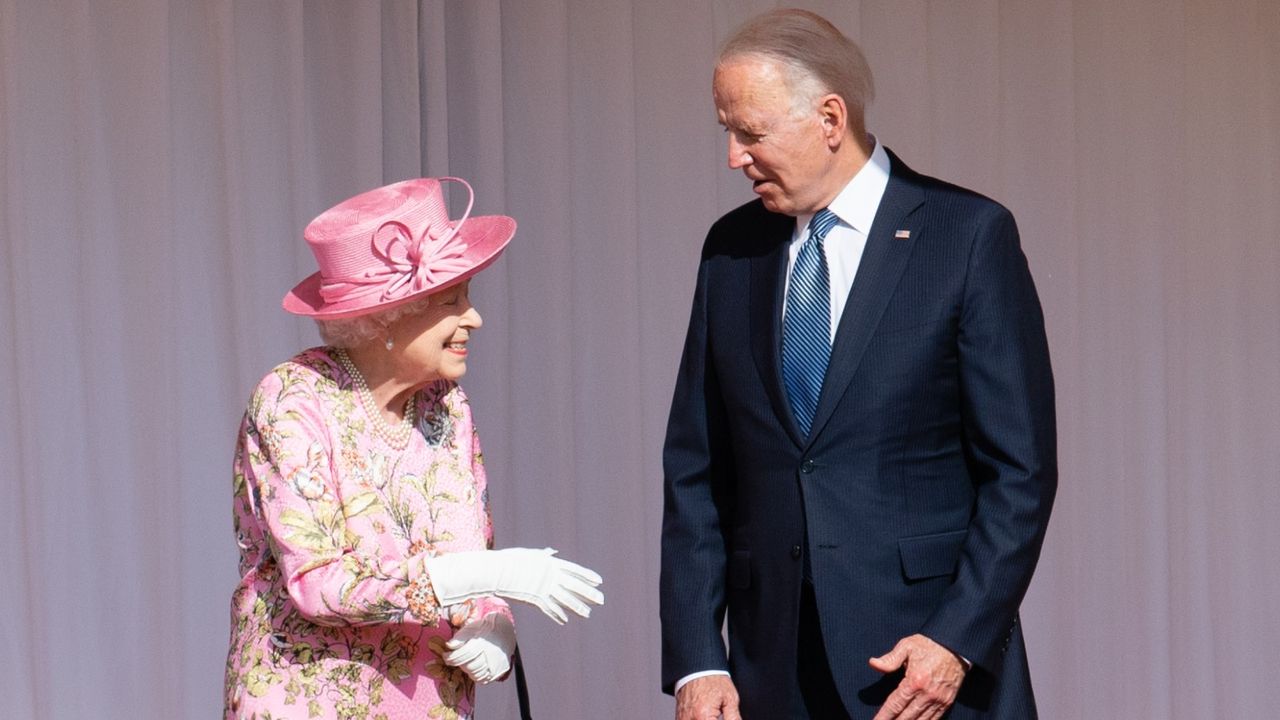 ueen Elizabeth II and US President Joe Biden at Windsor Castle on June 13, 2021 in Windsor, England. Queen Elizabeth II hosts US President, Joe Biden and First Lady Dr Jill Biden at Windsor Castle