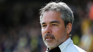 Norwich City head coach David Wagner looks on from the touchline during a match