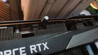 An RTX 3070 with a jerry-rigged capacitor