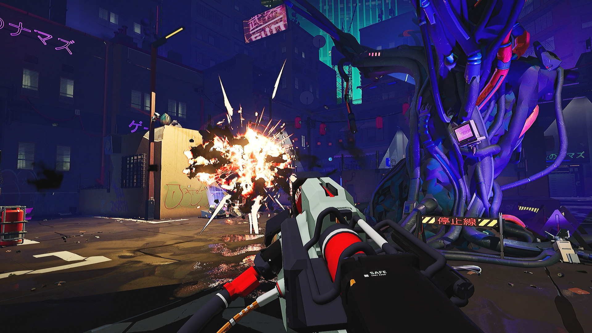 A combat shell fires on arena-based enemies in Deadlink.