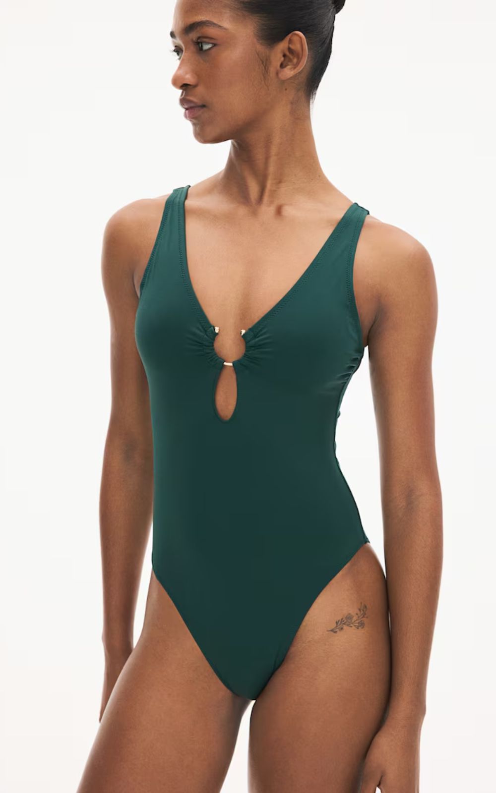 forest green cut out swimsuit